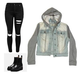 YMI Jeans Women’s Hooded Denim Jacket Blue Gray Size Medium